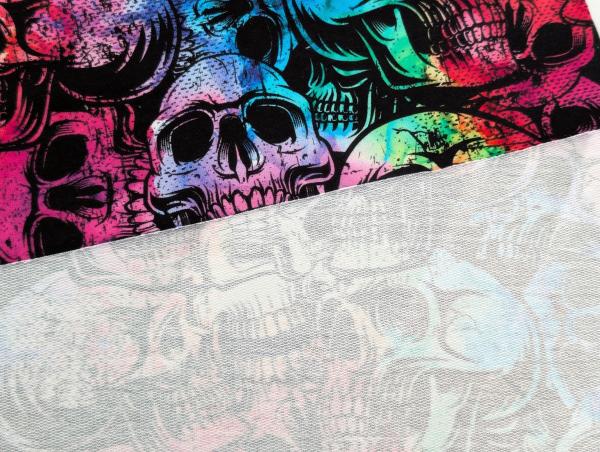 French Terry Bunte Totenkopfe